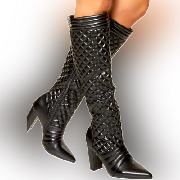 Sexy Calf Quilted Stiletto Boots - Picture 1 of 1